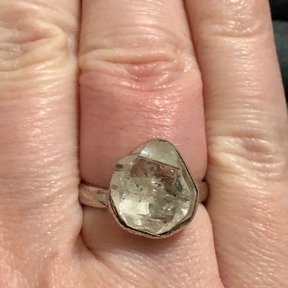Jewelry - Sterling silver and genuine herkimer “diamond” Quartz ring. Adjustable